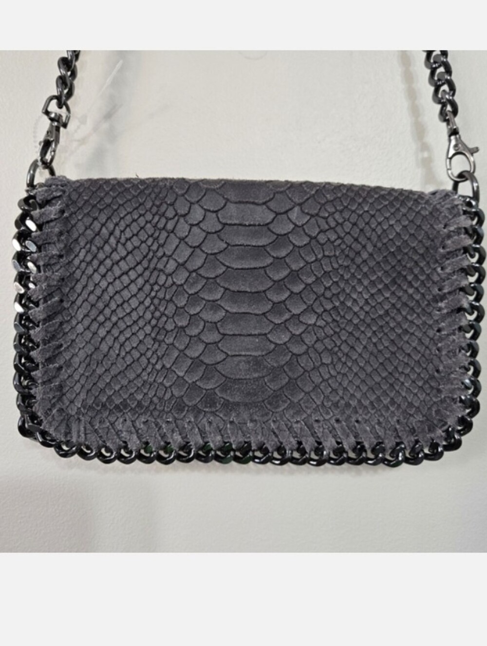 Borse In Pelle Italian Designer Leather Chain Strap Crossbody Bag Gray